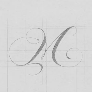 Ornate pencil letter "M" sketch