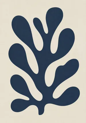 Navy coral shape on cream backdrop