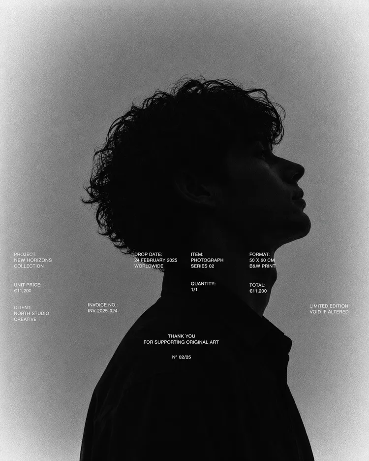 Minimalist silhouette with editorial layout