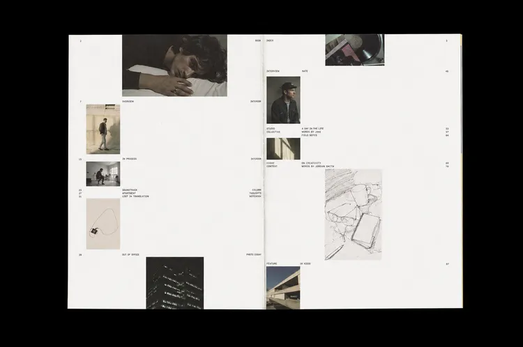 Minimalist editorial book spread
